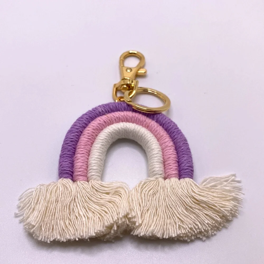 Bohemian Macrame Rainbow Handmade Weaving Tassel Keychains (2) - Picture 3 of 7